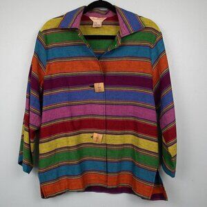 Vintage Norm Thompson Serape multi color stripe button up jacket-M
